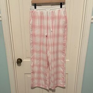 Pink & White Plaid Drawstring Pajama Pants